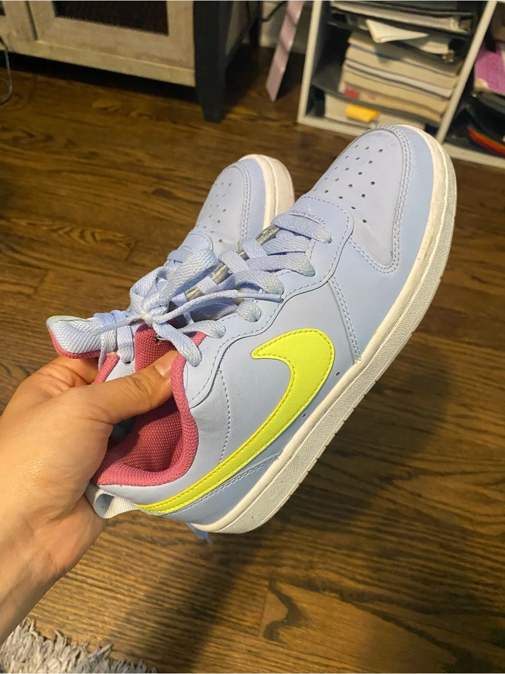 Nike Pastel Blue Low-Top Sneaker with Neon Yellow Swoosh